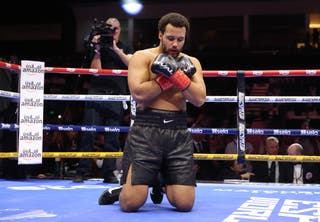 Moses Itauma celebrates his rapid win over Dillian Whyte